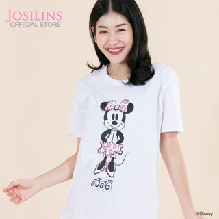 Josilins เสื้อยืด ผู้หญิง ลิขสิทธิ์ ดิสนีย์ Disney Mickey Go Thailand ลายผลไม้ เสื้อคอกลม แขนสั้น สีเทา