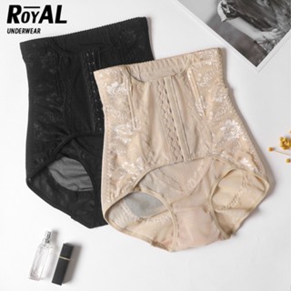 Royalunderwearสุภาพสตรีสบายเอวสูงตาข่าย Body Shaping กางเกงเซ็กซี่โปร่งใส Shaping ผู้หญิงสั้นด้วยเข็มขัดเอว BBA101