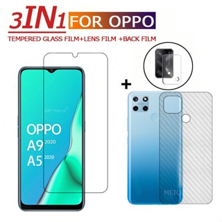 ฟิล์มกระจกนิรภัยกันรอยหน้าจอ HD 3-in-1 สําหรับ OPPO A15 A17 A15S A35 A16 A16S A16K A16E A57 A77 A54S A53 A33 2020 A73 A72 A94 A95 A53S A55 F19 RENO 5F 5Lite