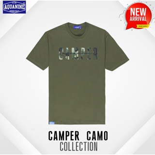 AQUANINE เสื้อยืด รุ่น CAMPER CAMO เสื้อยืดคอกลม เสื้อแคมป์ เสื้อมินิมอล ลิขสิทธิ์แท้