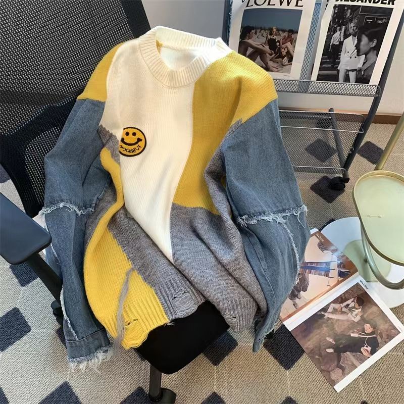 ผู้หญิง ผ้า  sweater ผู้หญิง เดรสฤดูหนาว เสื้อกันหนาว ผ้าถักนิตติ้ง ทรงหลวม สไตล์เกาหลี แฟชั่นฤดูใบไ