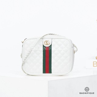 GUCCI CAMERA BAG MINI WHITE LEATHER GHW