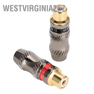 Westvirginia267 ปลั๊กบัดกรี Rca ตัวเมีย โลหะผสมสังกะสี ชุบทอง สําหรับขยายสายสัญญาณเสียง Diy 2 ชิ้น