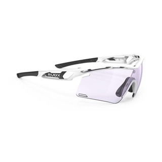 Rudy Project รุ่น Tralyx+ White Gloss / ImpactX Photochromic 2 Laser Purple แว่นกันแดดตีกอล์ฟเลนส์ปรับแสงอัตโนมัติ