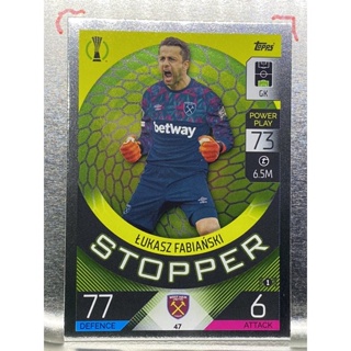 การ์ดนักฟุตบอล Lukasz Fabianski 2022/23 การ์ดสะสม West ham united FC การ์ดนักเตะ เวสต์แฮมยูไนเต็ด เวสแฮม