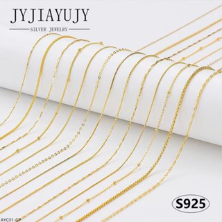 Jyjiayujy สร้อยคอโซ่เงินแท้ 100% ทองคํา S925 เครื่องประดับแฟชั่น สไตล์เกาหลี สําหรับผู้หญิง AYC01-GP