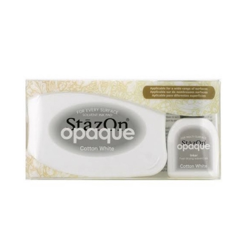 Stazon Opaque หมึกกันน้ำสีขาว แท่นประทับหมึกสีขาว cotton white หมึกปั๊มขาว