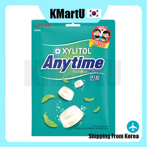 [Lotte] Anytime Xylitol ลูกกวาด น้ําตาลปลอดน้ําตาล 92 กรัม / 185 กรัม แคลอรี่ต่ํา และรสสดชื่น