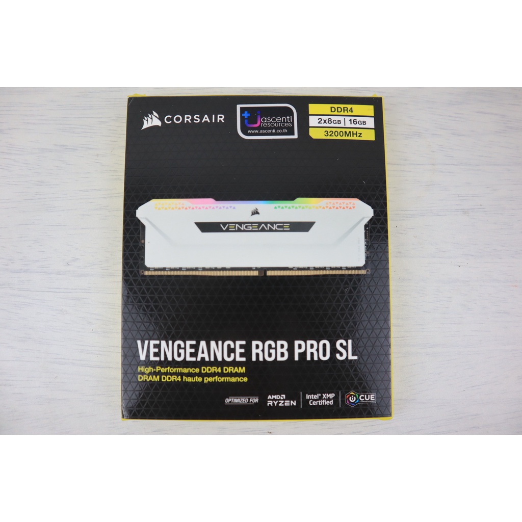 Ram (หน่วยความจำ) Corsair Vengeance RGB Pro SL 16GB (8GBx2) DDR4 3200MHz  (White) มือสอง มีประกัน