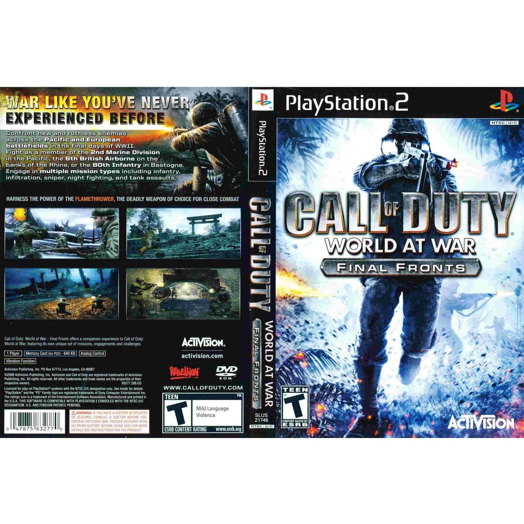 แผ่นเกมส์ Call of Duty World At War Final Fronts PS2 Playstation2 คุณภาพสูง ราคาถูก