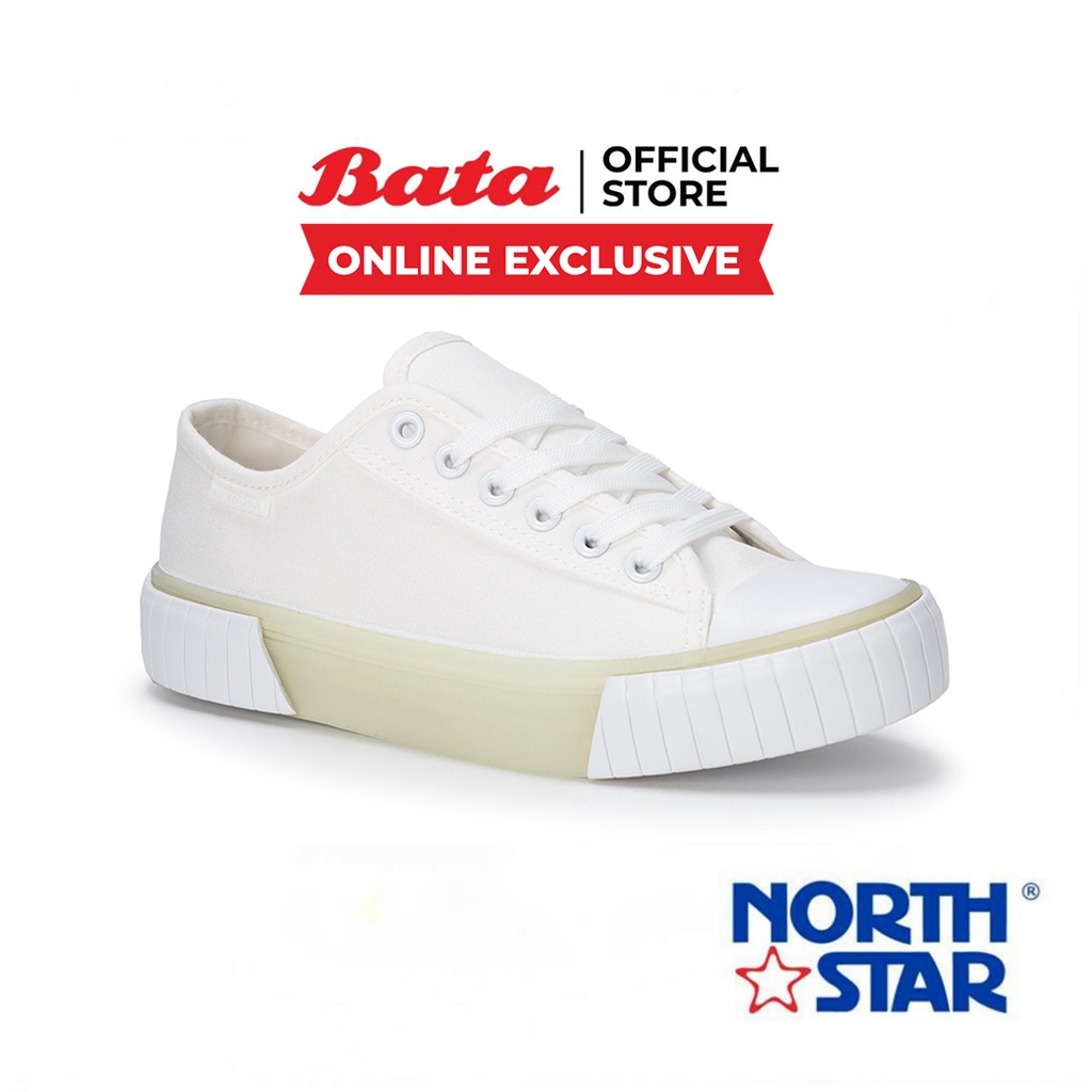 Bata บาจา (Online Exclusive) ยี่ห้อ North Star รองเท้าผ้าใบ รองเท้าลำลอง แบบผูกเชือก ผ้าใบแฟชั่น Sneakers ใส่สบาย สำหรับผู้หญิง รุ่น AKITO สีขาว 5201043