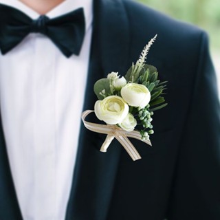 Bontonniere Corsage เสื้อสายเดี่ยว สไตล์ยุโรป สําหรับเพื่อนเจ้าบ่าว เพื่อนเจ้าสาว น้องสาว ดอกไม้ ชากุหลาบ ขนาดเล็ก