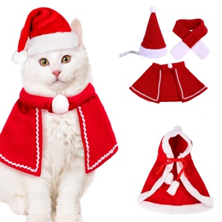 ชุดเครื่องแต่งกาย ผ้าพันคอซานต้าครอส สีแดง สําหรับสัตว์เลี้ยง สุนัข แมว