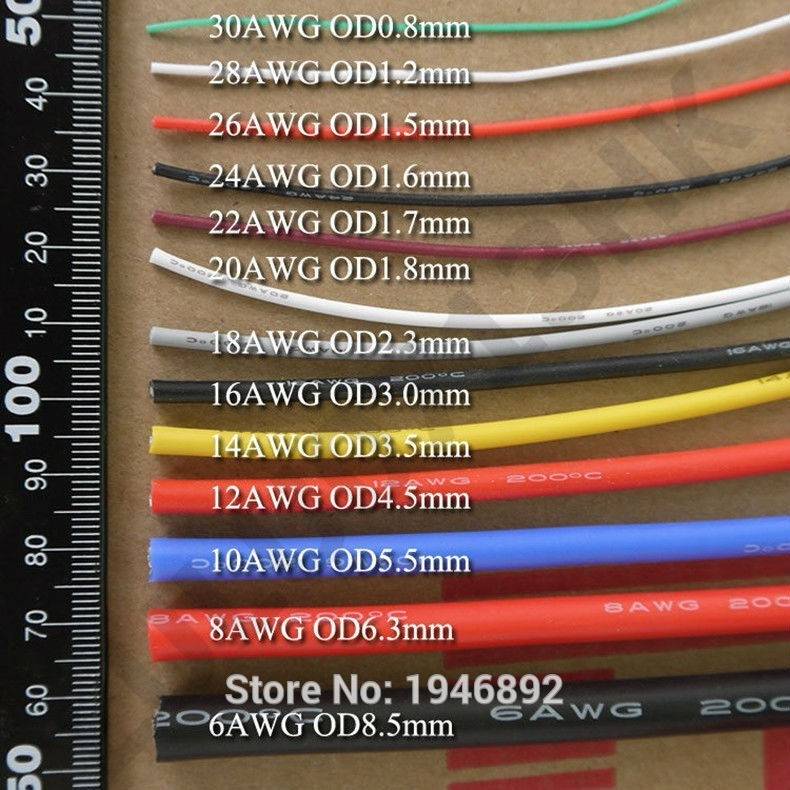 สายไฟซิลิโคน อ่อน พิเศษ ทนความร้อน 200องศา 20awg 22awg 24awg 26awg 28awg ราคาต่อ 1 เมตร ตัดยาวตามจำนวนที่สั่ง