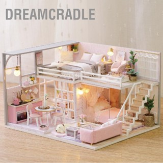 BDreamcradle โมเดลบ้านตุ๊กตาไม้ แฮนด์เมด สีชมพู Diy สําหรับเป็นของขวัญ