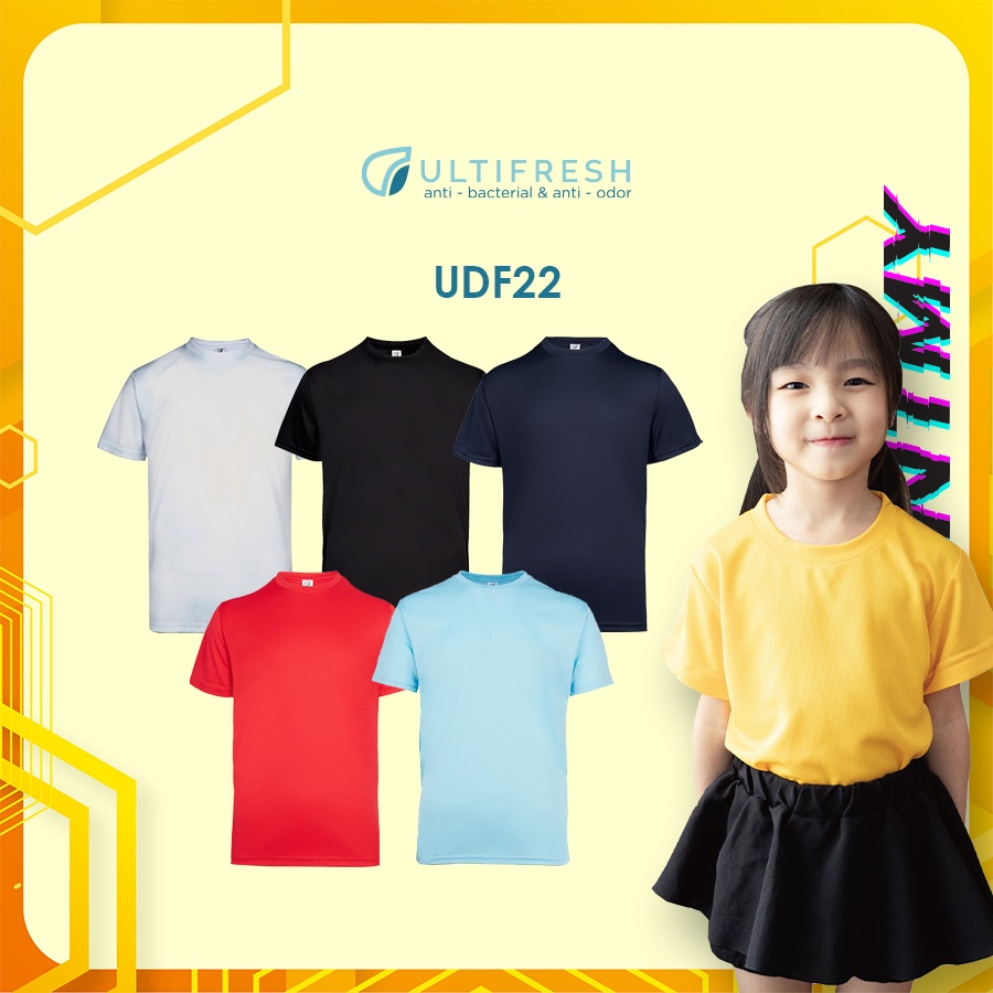 Ultifresh UDF22 NTMY.os Performance ไมโครไฟเบอร์ Dri-Fit Anti-Bacterial Anti-กลิ่นลูกเรือคอเด็กเยาวช