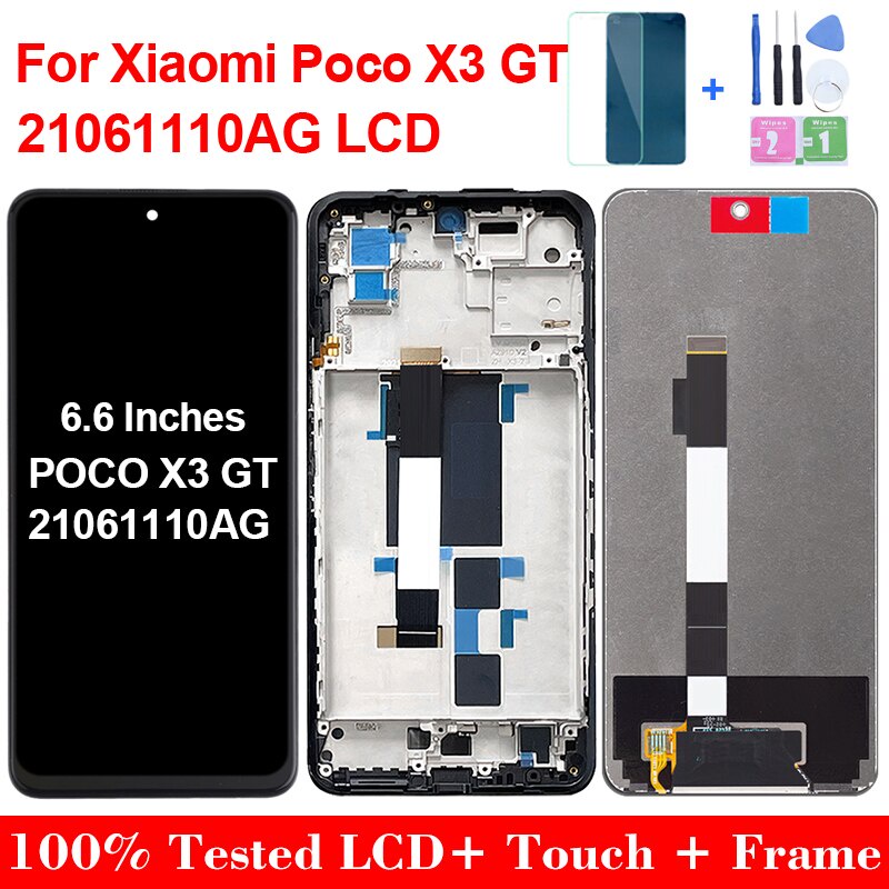 6.6'' ของแท้ สําหรับ Xiaomi POCO X3 GT LCD 21061110Ag กรอบหน้าจอสัมผัสดิจิทัล LCD แบบเปลี่ยน สําหรับ