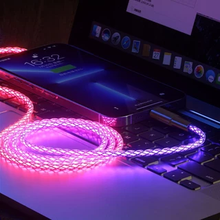 สายชาร์จเร็ว RGB 100W 66W Type C USB C สําหรับ i-Phone S-amsung Android Micro 30W