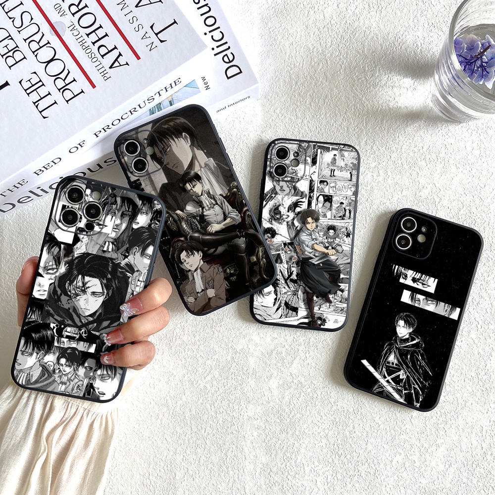 เคสโทรศัพท์มือถือ TPU นิ่ม กันตก ป้องกันเลนส์กล้อง ลายการ์ตูนอนิเมะ Levi Ackerman สไตล์ญี่ปุ่น สําหรับ Apple iphone 14 Plus 13 12 11 Pro Max