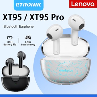 ETRONIK Original Lenovo XT95 Pro หูฟังบลูทูธ Latency ต่ำพร้อมไมโครโฟน 9D สเตอริโอไร้สายหูฟัง LED Light หูฟัง IPX5 กันน้ำ TOUCH หูฟัง