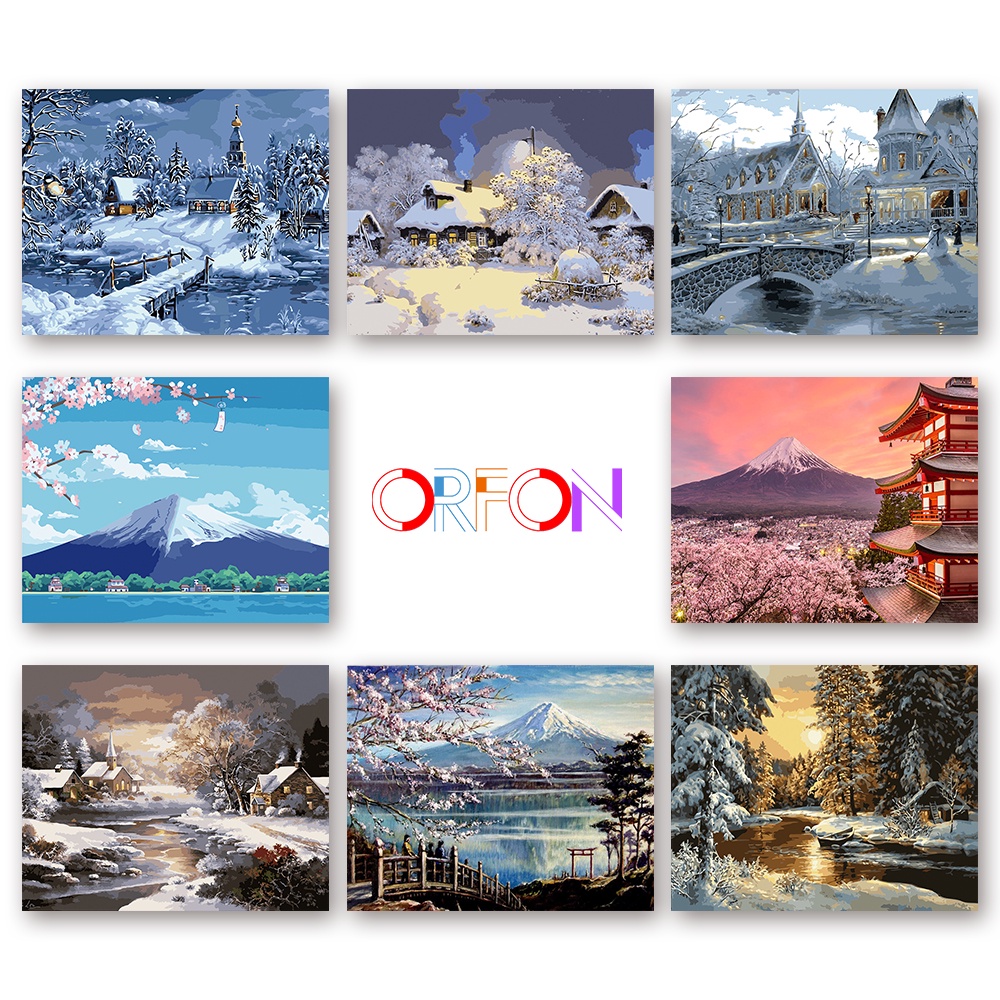 【ORFON】ภาพวาดสีน้ํามัน ตามตัวเลข รูปท้องฟ้ากลางคืน 40*50 ซม. สําหรับตกแต่งบ้าน DIY