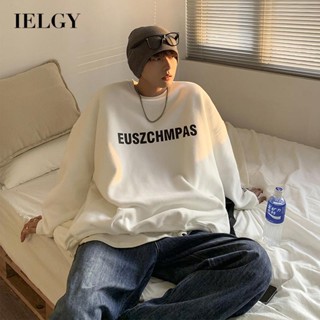 Ielgy เสื้อกันหนาว มีฮู้ด คอกลม ทรงหลวม สไตล์ฮาราจูกุ สําหรับผู้ชาย