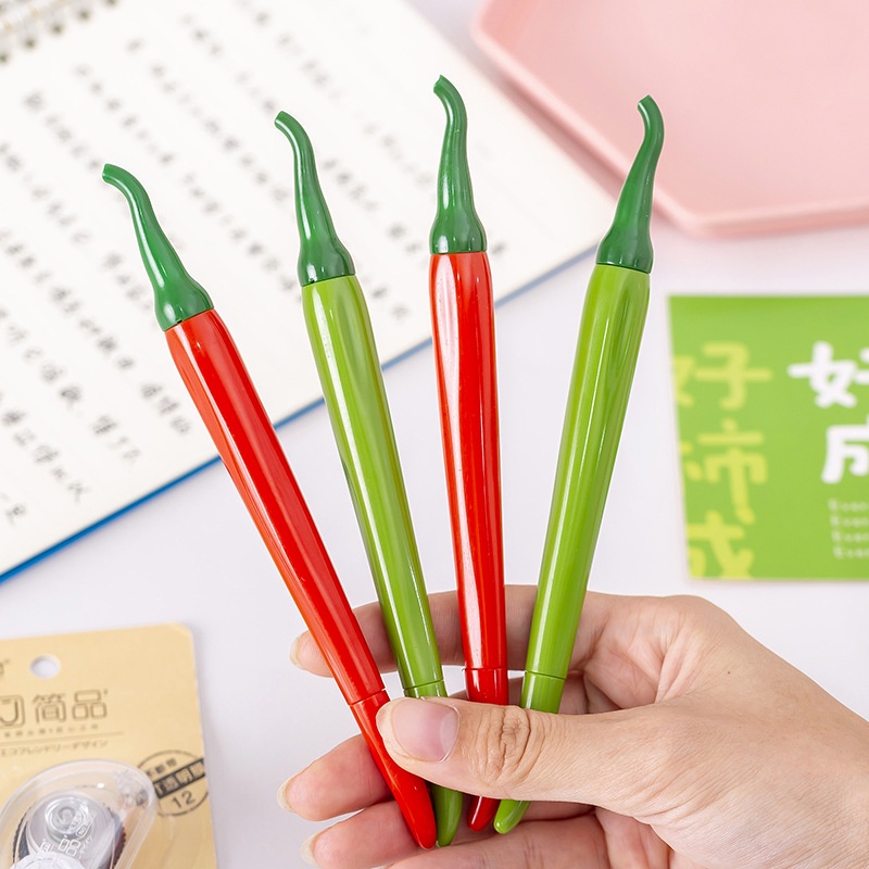ปากกาเจลพริกไทยสีแดงและสีเขียวสร้างสรรค์ของขวัญรางวัลนักเรียนเครื่องเขียน