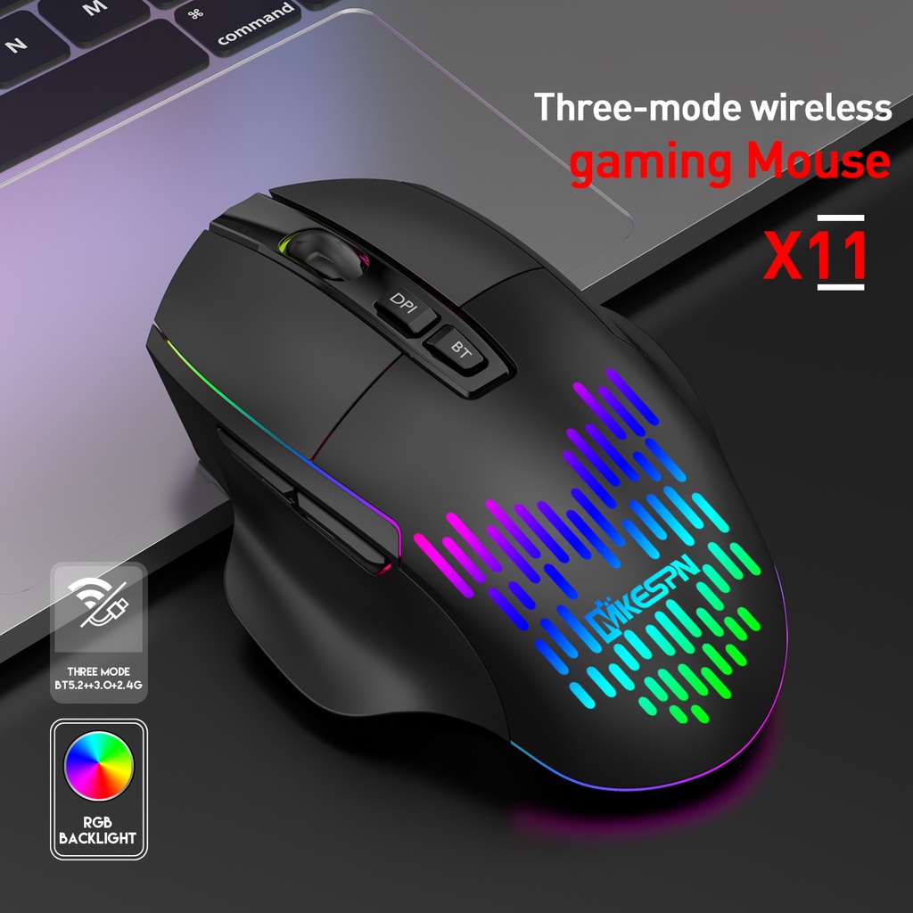 Wireless Gaming Mouse Three Mode 2.4g Bluetooth Wire Gamer Mouse For Pc