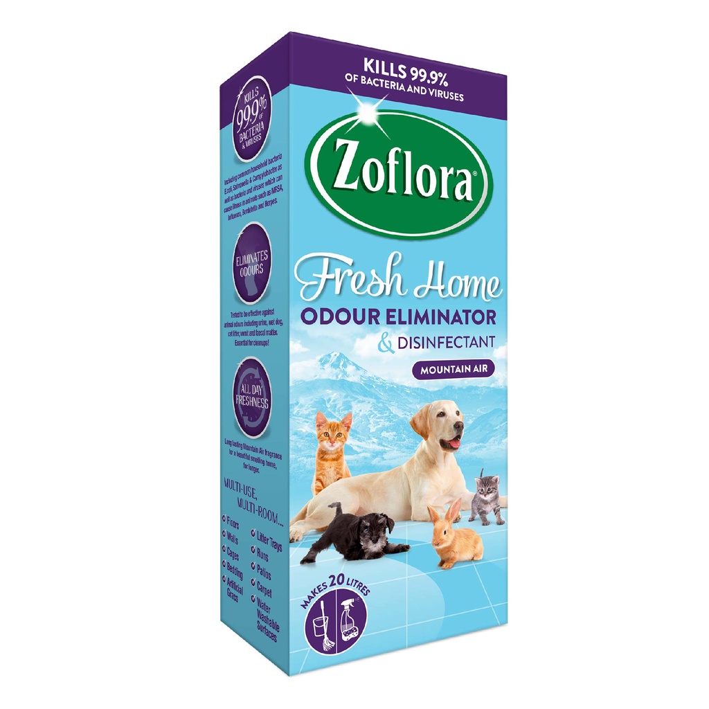 Zoflora น้ำยาฆ่าเชื้ออเนกประสงค์ โซฟลอรา สำหรับบ้านที่มีสัตว์เลี้ยง กลิ่นเฟรชโฮม เมาท์เทน แอร์ 500 ม
