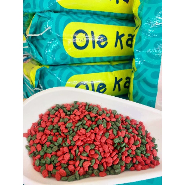 #อาหารแมวโอเล่แคทรสปลาทูน่า2สี ขนาด 10กก. #Ole kat #อาหารแมวเม็ดสีเขียวแดง