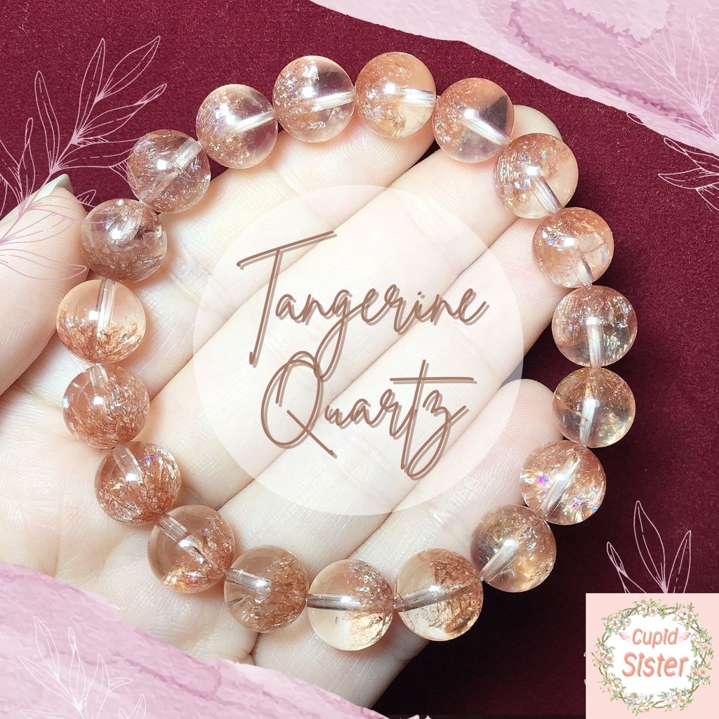 CupidSister สร้อยข้อมือหิน แทนเจอรีนควอตซ์ Tangerine Quartz กำไลหินนำโชค Casual Size ขนาด 10 มิล (Na