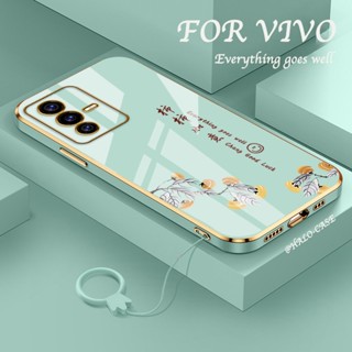 เคสโทรศัพท์มือถือแบบนิ่ม กันกระแทก พร้อมสายคล้องมือ สําหรับ Vivo V23 V23e 5G V25 Pro V20PRO