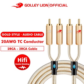 GOLLEY LION 2RCA to 2 RCA Audio Cable Male to Male Gold-Plated 1m 2m 3m 5m - 20m RCA Cable Car Audio for Home Theater DVD TV Amplifier CD Speaker