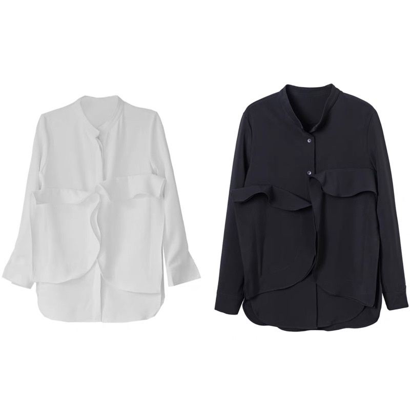 KEMEJA Flyn เสื้อเกาหลี B&W / เสื้อท็อปเกาหลีนําเข้าธรรมดา