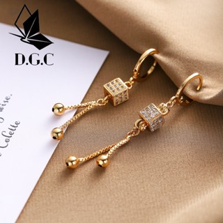 D.g.c✨ต่างหูไทเทเนียม สเตนเลส พู่ยาว ชุบทอง เครื่องประดับแฟชั่นเกาหลี ผู้หญิง หรูหรา เครื่องประดับ D194