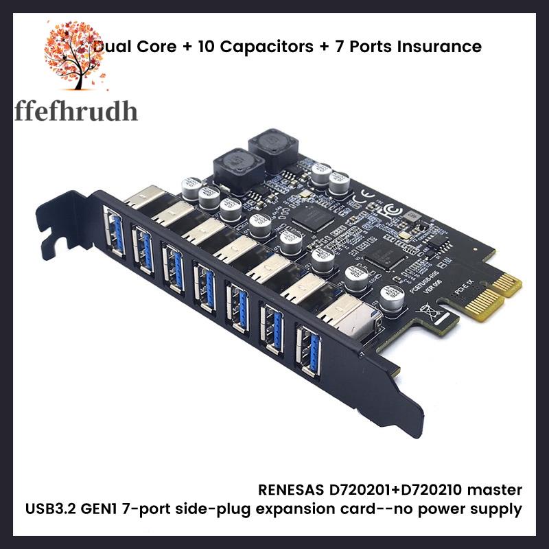 อะแดปเตอร์การ์ดขยาย USB 3.2 Pci Express Pci E เป็น 7 พอร์ต USB3 Gen1 Pci-E Extender Pci Express Card #7