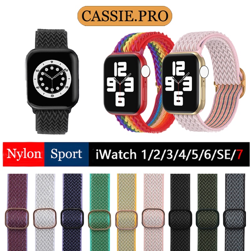 สายไนลอนเหมาะสำหรับ iwatch10 46mm S9 8 6 7 5 4 3 2 1 SE สายทอลูกฟูก 49 มม./45/44/42/40/41/38 มม.