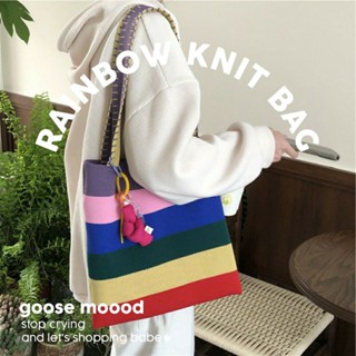 GOOSE MOOOD𓅼 RAINBOW KNIT BAG กระเป๋าไหมพรมสีรุ้ง🌈