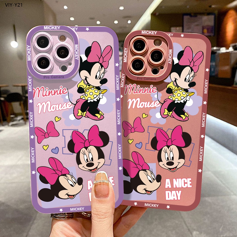 VIVO Y21 Y21S Y21T Y21A Y33S Y33T Y31 Y51 Y53S Y51A Y75 Y55 Y91 Y95 Y81 Y81I Y73 2021 2020 4G 5G เคสวีโว่ สำหรับ TPU Case การ์ตูน Minnie เคสโทรศัพท์ Soft Back Cover