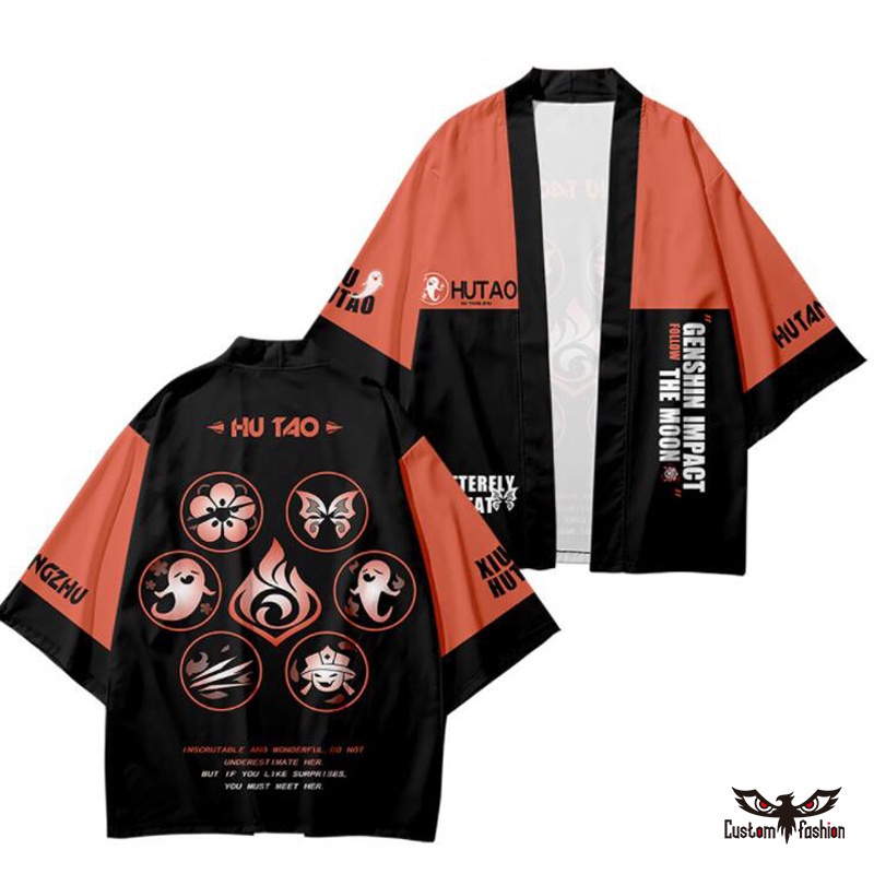 【CustomFashion】Game Genshin Impact Cloak Japanese Kimono Haori Yukata Zhongli Cosplay Women/Men Fashion Summer Short Sl #4