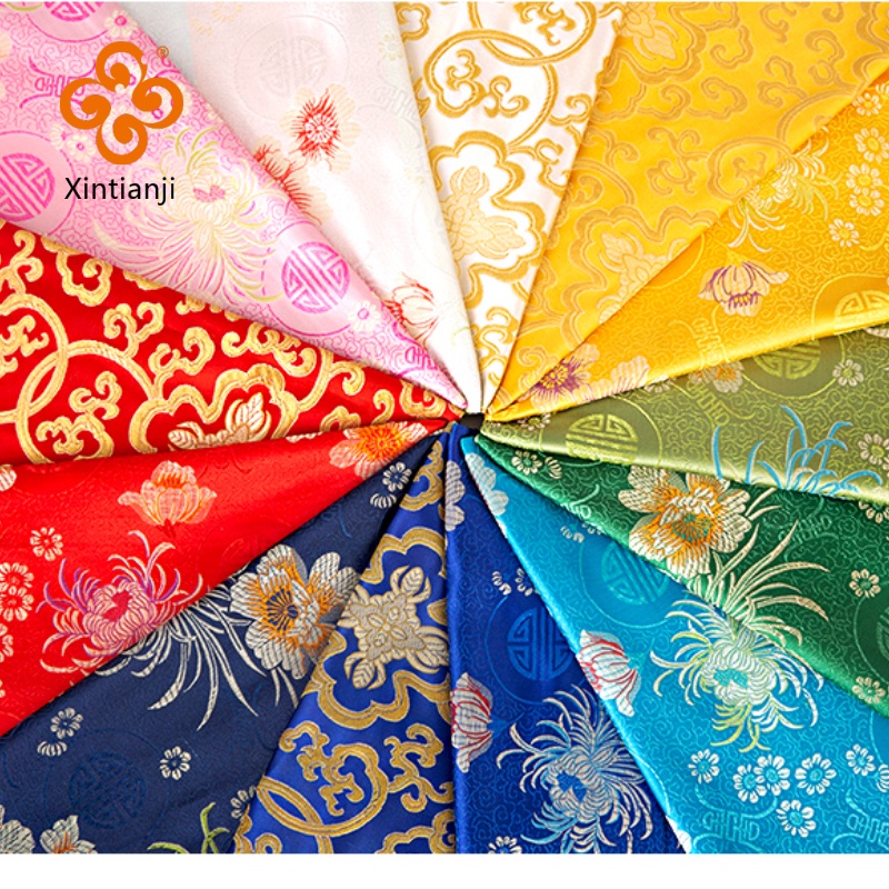 ผ ้ าผ ้ าทําด ้ วยมือ diy cheongsam เสื ้ อผ ้ า Chrysanthemum jacquard ผ ้ าไหมซาตินผ ้ า 50x90 ซม.TJ9012