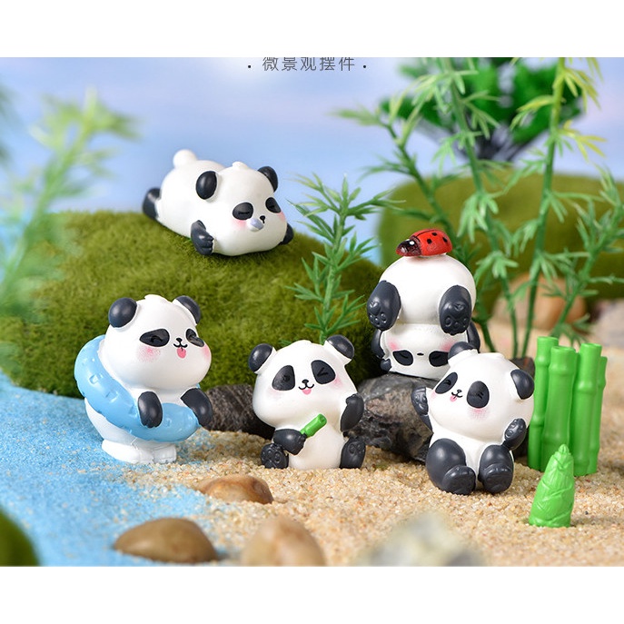 โมเดลสวนขวดแพนด้าน่ารักไปทะเลประดับของจิ๋ว เค้ก ไม้อวบน้ํา สเตลล่าริวา