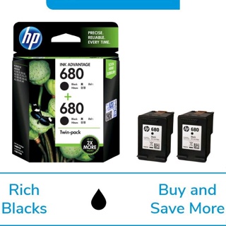 หมึกพิมพ์ HP680 แพคคู่ ดำ Original Ink Cartridge HP680 Black