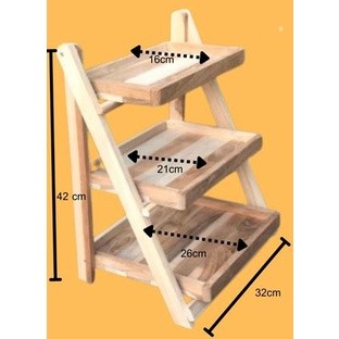 3ชั้นวางของพับได้ทำจากไม้สัก