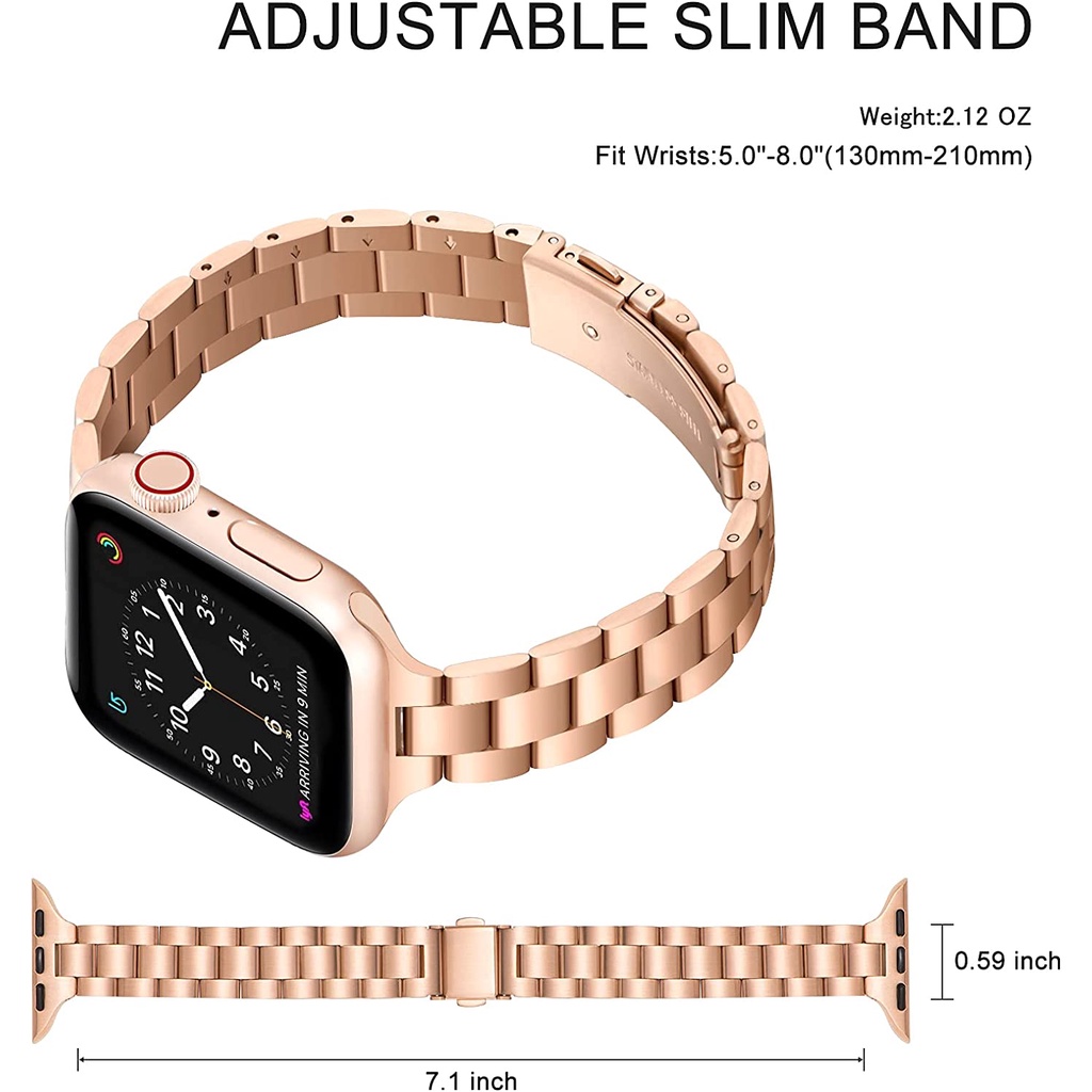 สายนาฬิกาข้อมือ สเตนเลส แบบบาง หรูหรา สําหรับ Apple watch Series 8 7 SE 6 5 4 Ultra 49 มม. 45 มม. 41 มม. 40 มม. 44 มม. 42 มม.