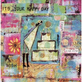 Pladao Napkin ภาพคำคม Its Your Happy Day กระดาษ แนพกิ้น สำหรับงานศิลปะ เดคูพาจ decoupage ขนาด M 25x25