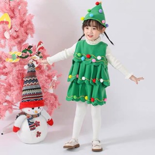 [พร้อมส่ง]ชุดต้นไม้ Christmas Costumes Tree hat Xmas สีเขียว