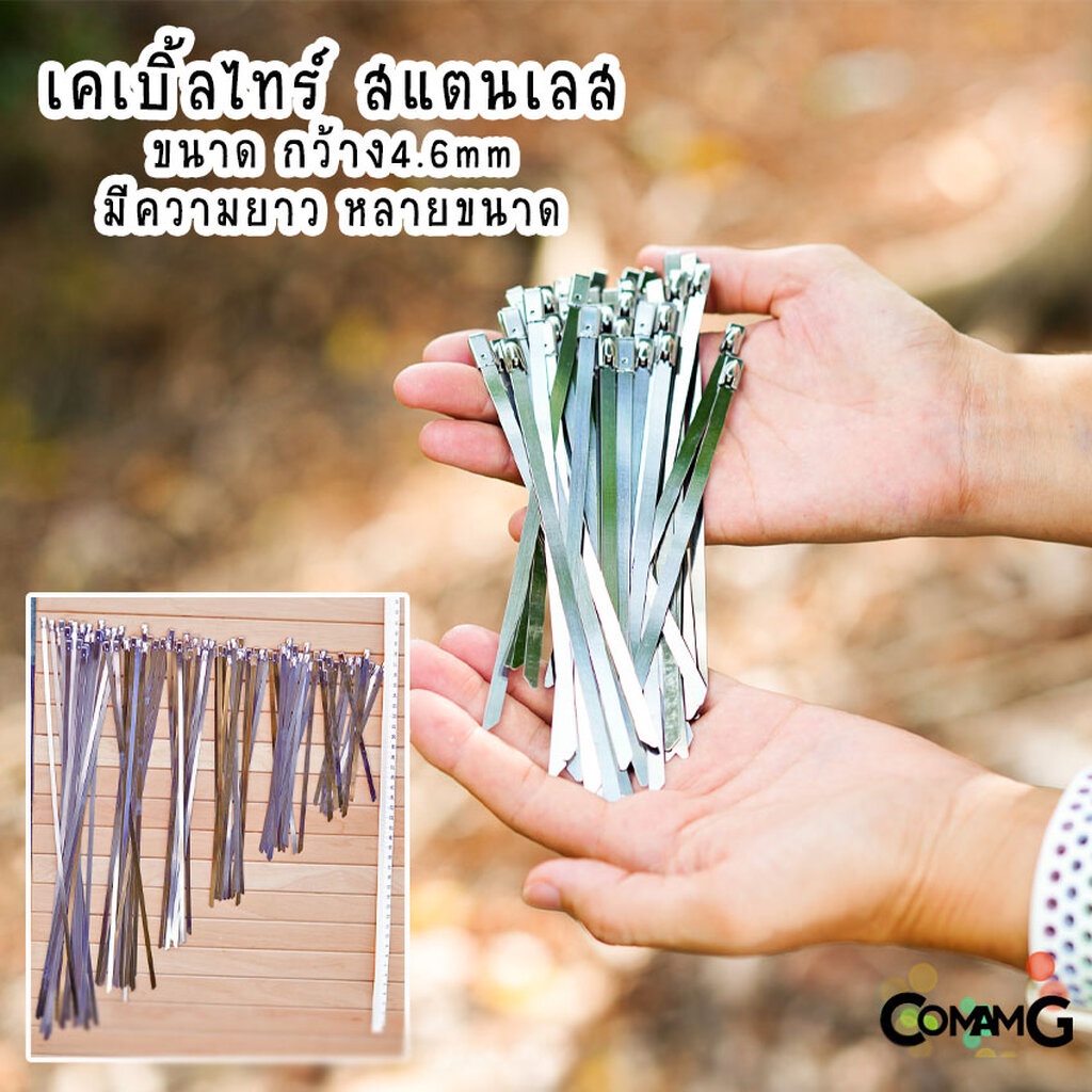 เคเบิ้ลไทร์ สแตนเลส สายรัดสแตนเลส Cable Tie ขนาดกว้าง4.6mm มีความยาว6-12นิ้วให้เลือก ถุงละ50ชิ้น Sta