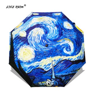 LIKE RAIN Van Gogh Oil Painting Umbrella Rain Women Brand Paraguas Creative Arts Parasol Female Sun And Rain Umbrellas Y