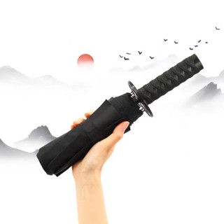 Creative folding automatic umbrella Japanese samurai sword umbrella windproof sunscreen rain straight umbrella automatic